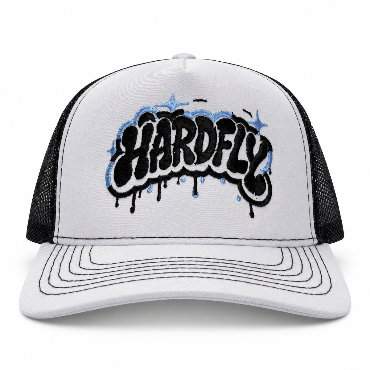 Gorra HARDFLY Graffiti Trucker – Blanco/Negro