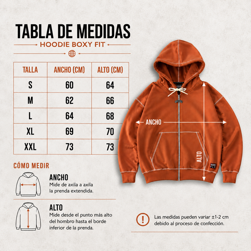 HOODIE BOXY FULL ZIP TERRA CONTRAST