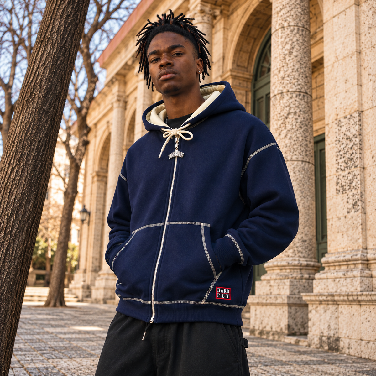 HF NAVY ESSENTIAL ZIP
