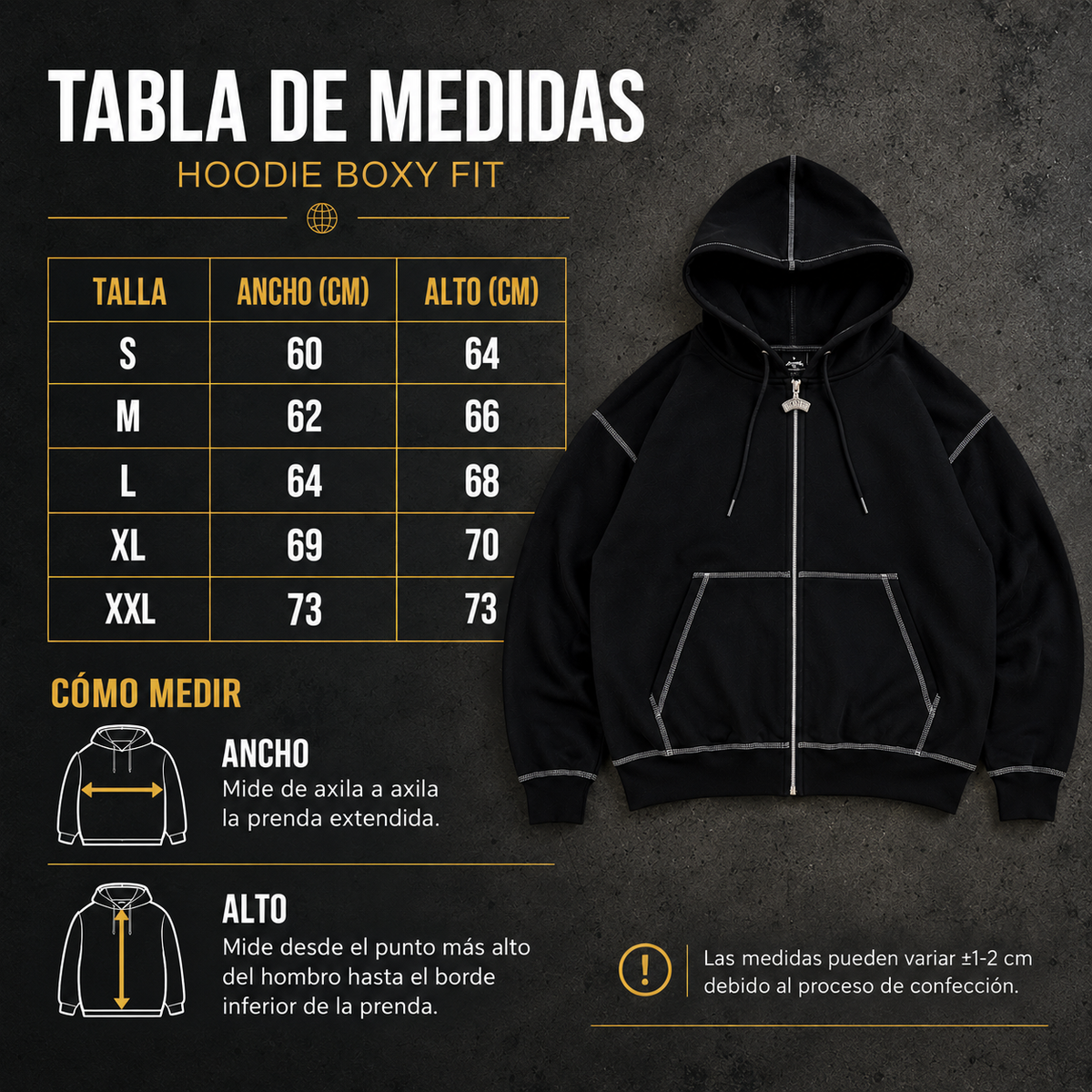 HOODIE BOXY MIXTAPE DOUBLE BLACK FULL ZIP