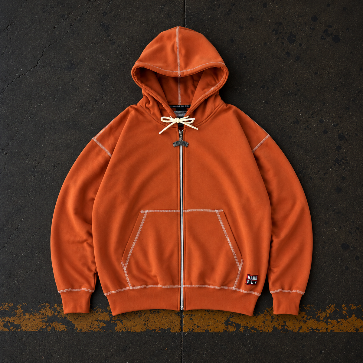 HOODIE BOXY FULL ZIP TERRA CONTRAST