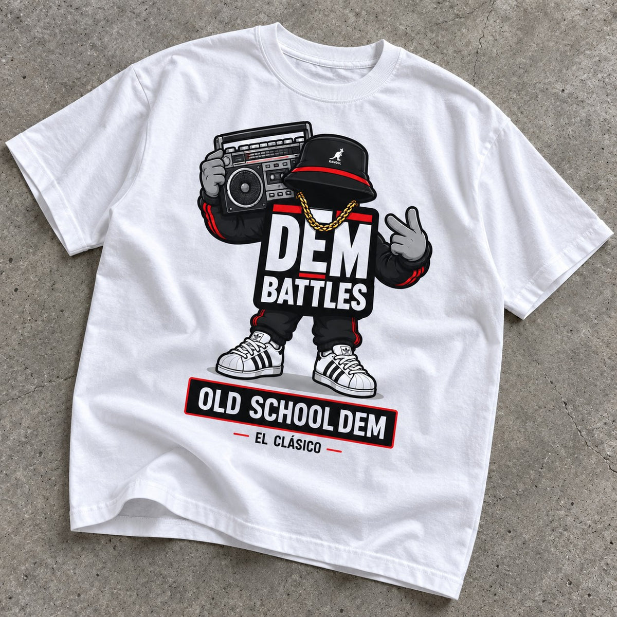 Polera DEM BATTLES Old School Dem – Blanca