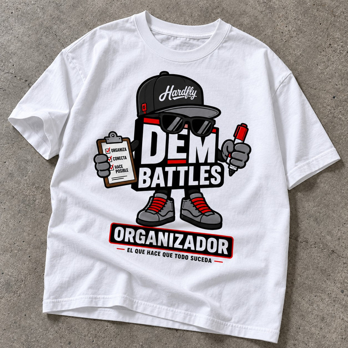 Polera DEM BATTLES Organizador – Blanca