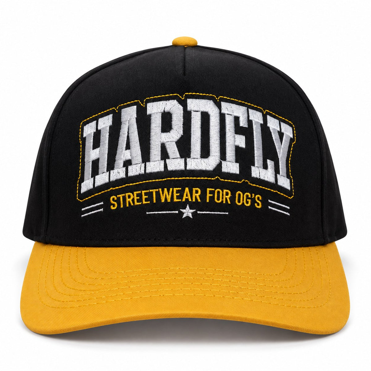 Gorra HARDFLY Streetwear – Negro/Amarillo