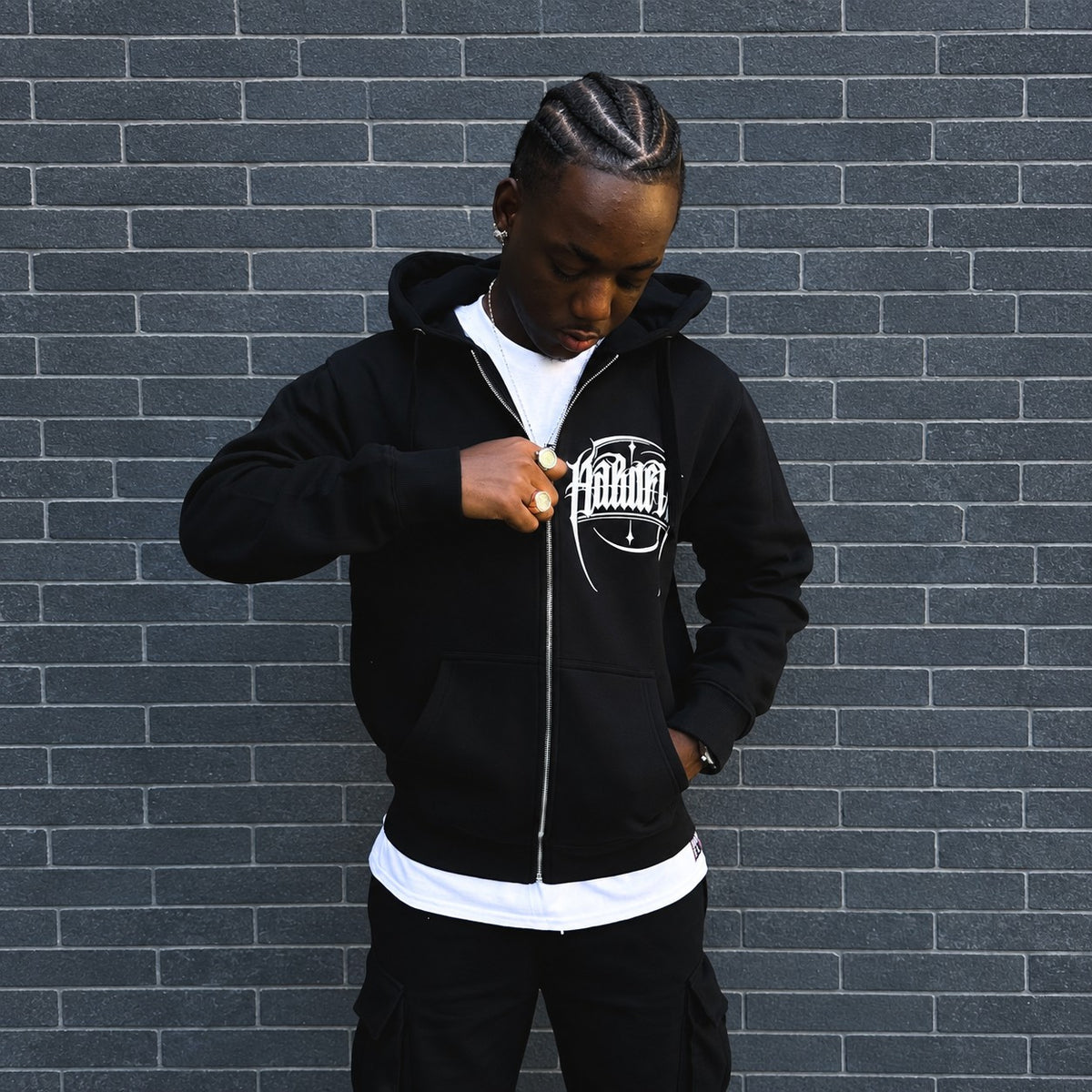 Hoodie Full Zip Hardfly – Negro
