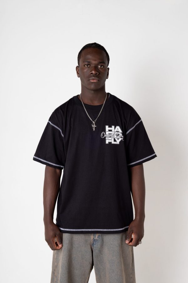 POLERA NEGRA DROP ANIVERSARY 10 OVERSIZE
