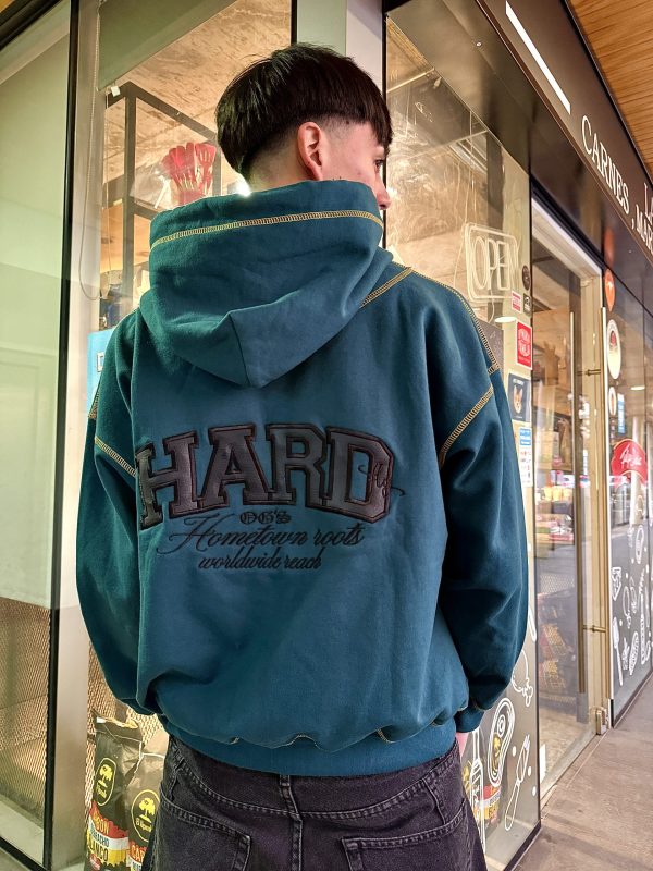 HOODIE BOXY MIXTAPE VERSION VERDE PETROLEO/AMARILLO - Imagen 2