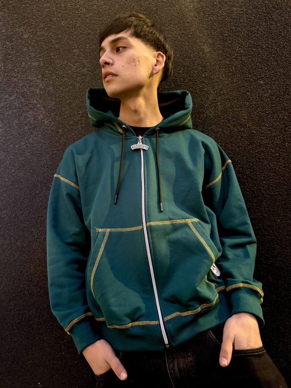 HOODIE BOXY MIXTAPE VERSION VERDE PETROLEO/AMARILLO