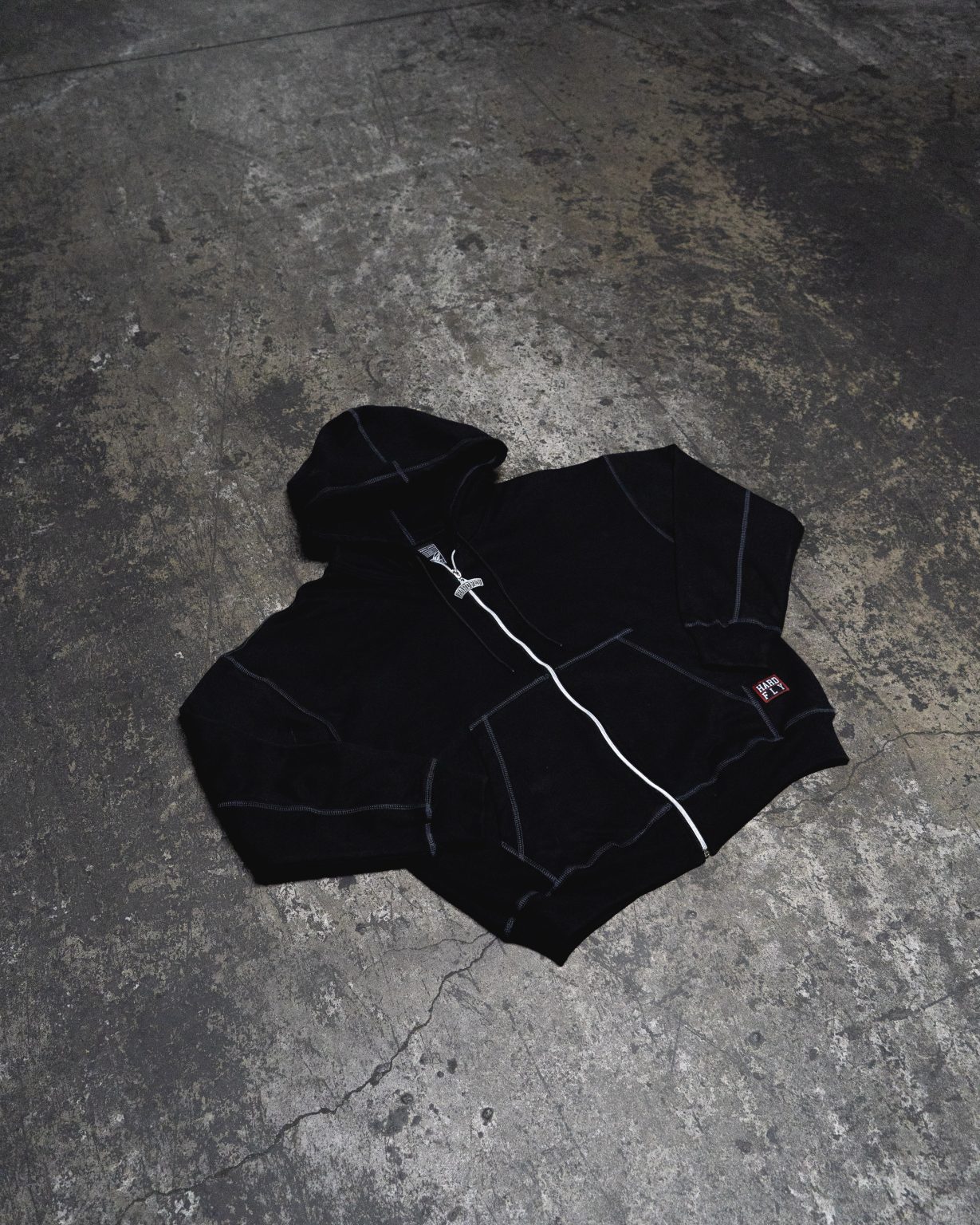 HOODIE BOXY MIXTAPE DOUBLE BLACK FULL ZIP