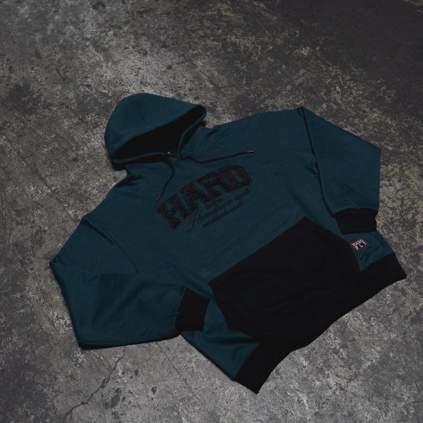 HOODIE OVERSIZE VERDE PETROLEO/NEGRO